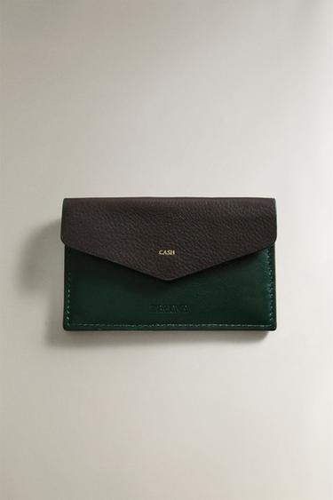 SKÓRZANY PORTFEL - Zielony Zara