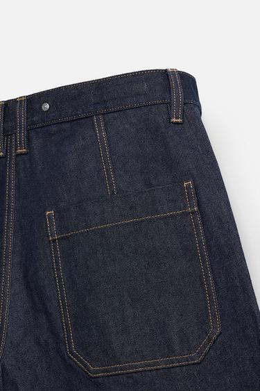 BAGGY FIT DENIM BERMUDA SHORTS WITH STITCHING - Blue by Zara - Image 8