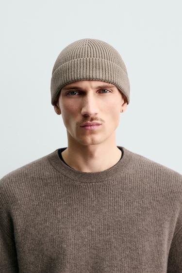 COTTON BLEND BEANIE - Sand / Marl by Zara - Image 0