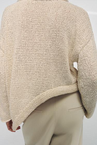 PULL EN MAILLE ASYMÉTRIQUE - Écru / Beige de Zara - Image 2