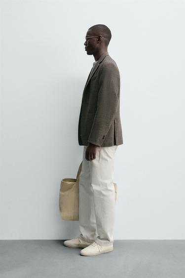 VESTE REGULAR FIT PIED-DE-POULE - Marron de Zara - Image 3