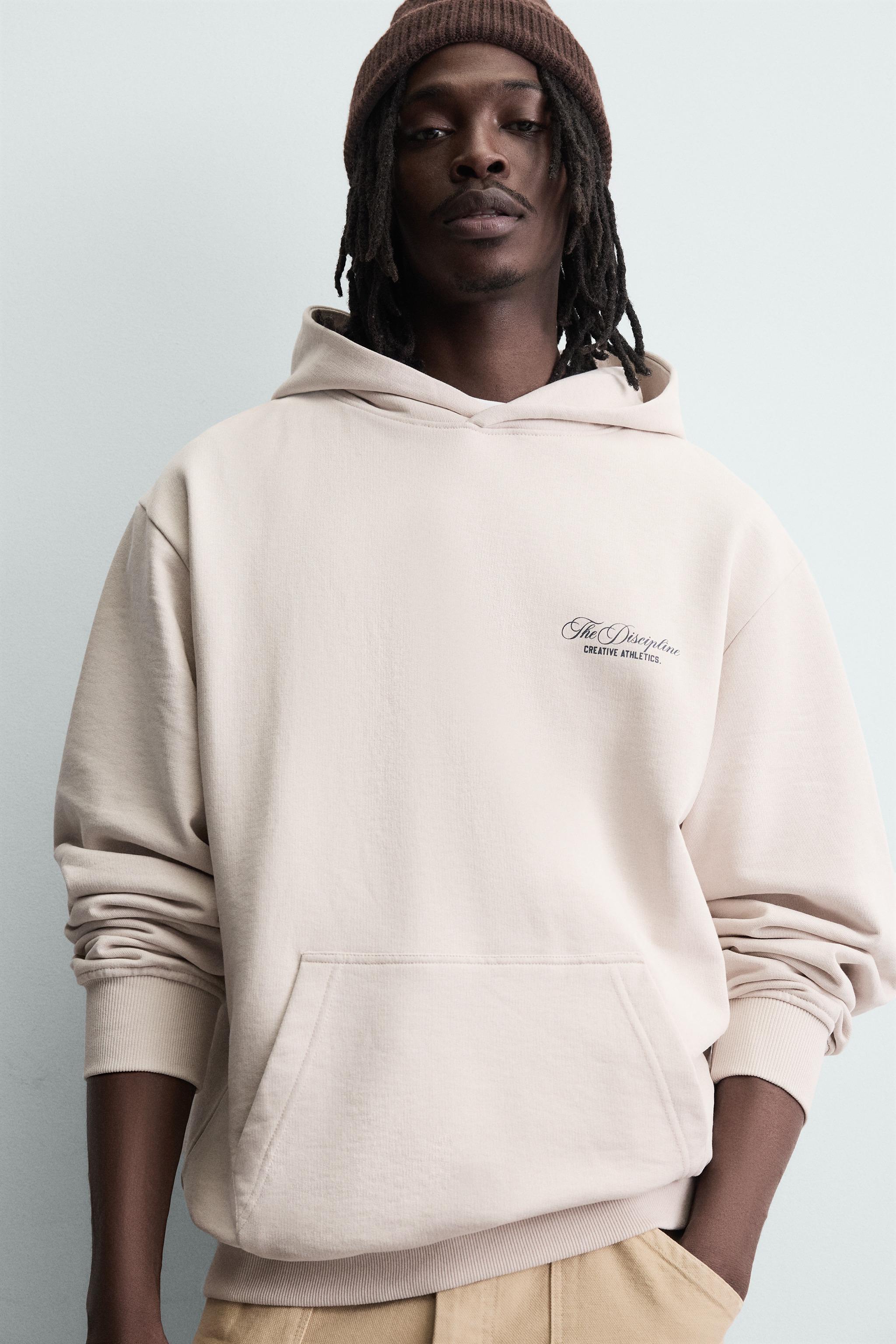 TEXT PRINTED HOODIE SWEATSHIRT
