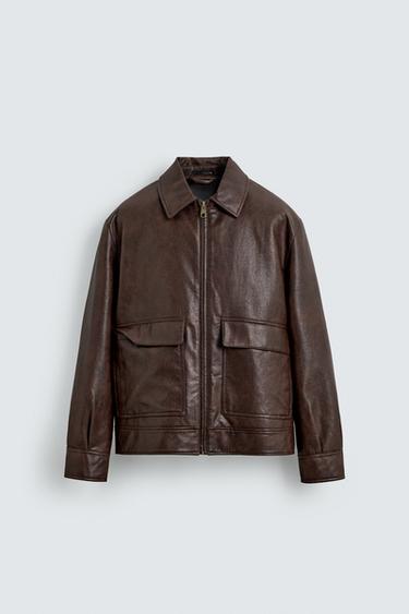 SURCHEMISE MATIÈRE SYNTHÉTIQUE - Marron de Zara - Image 6