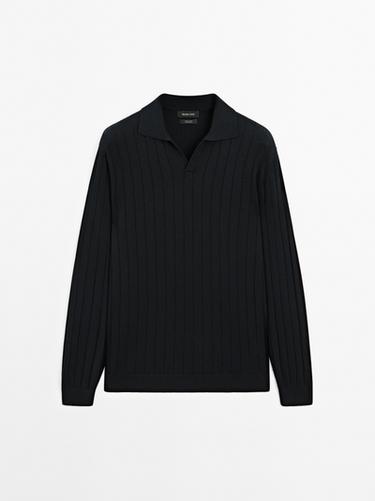Zara Long sleeve polo sweater - Navy blue