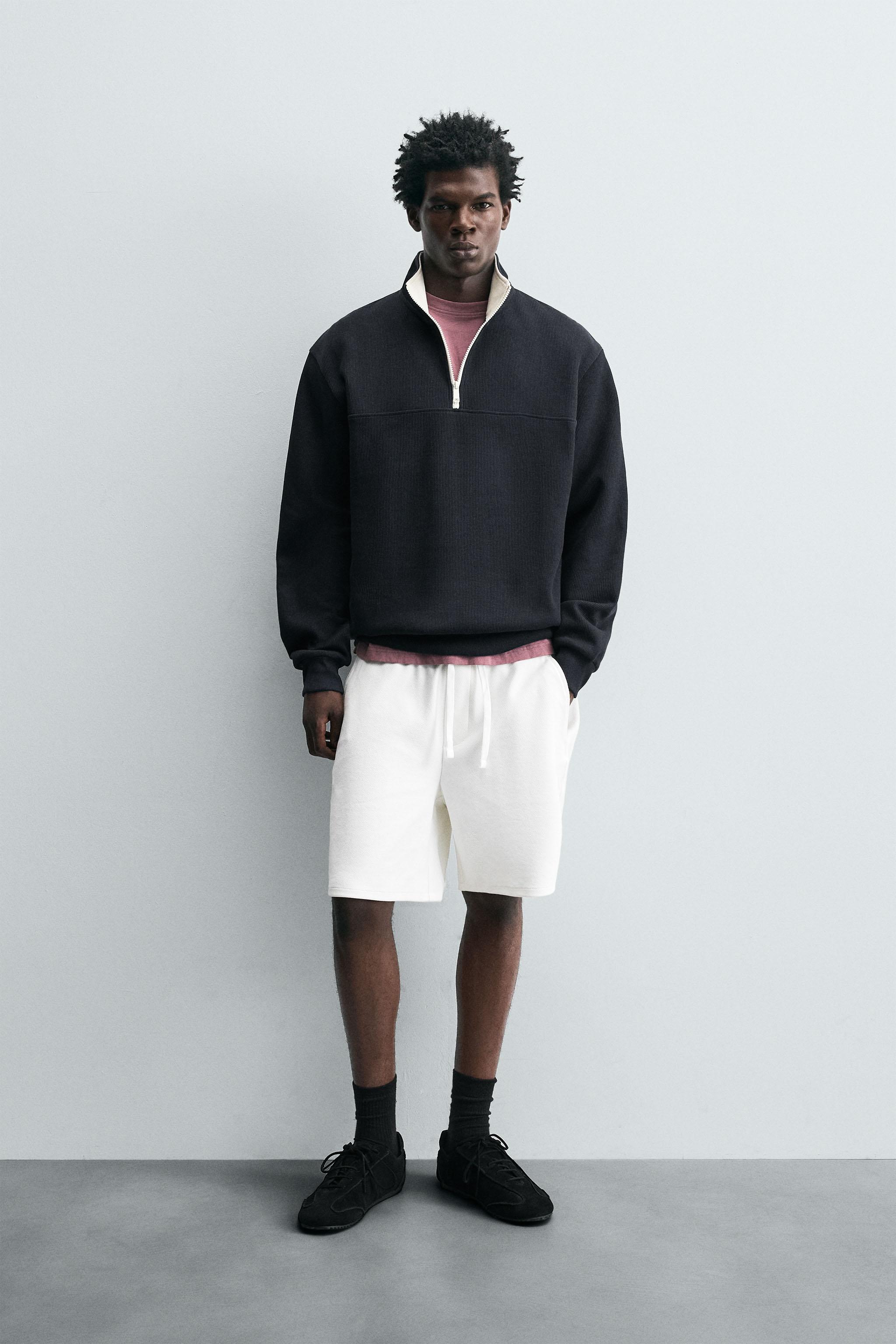 CONTRAST QUARTER-ZIP SWEATSHIRT - Duck blue | ZARA South Africa