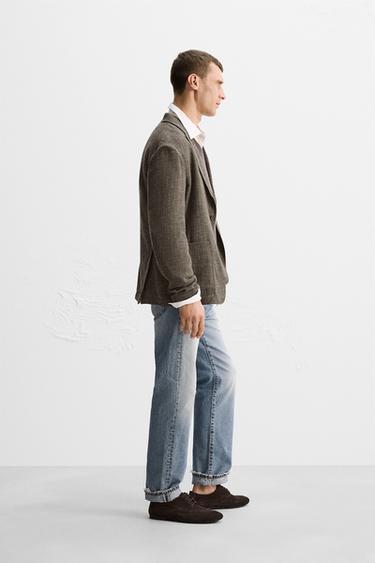 RELAXED FIT VISCOSE-COTTON LIMITED EDITION BLAZER - Dark tan by Zara - Image 3