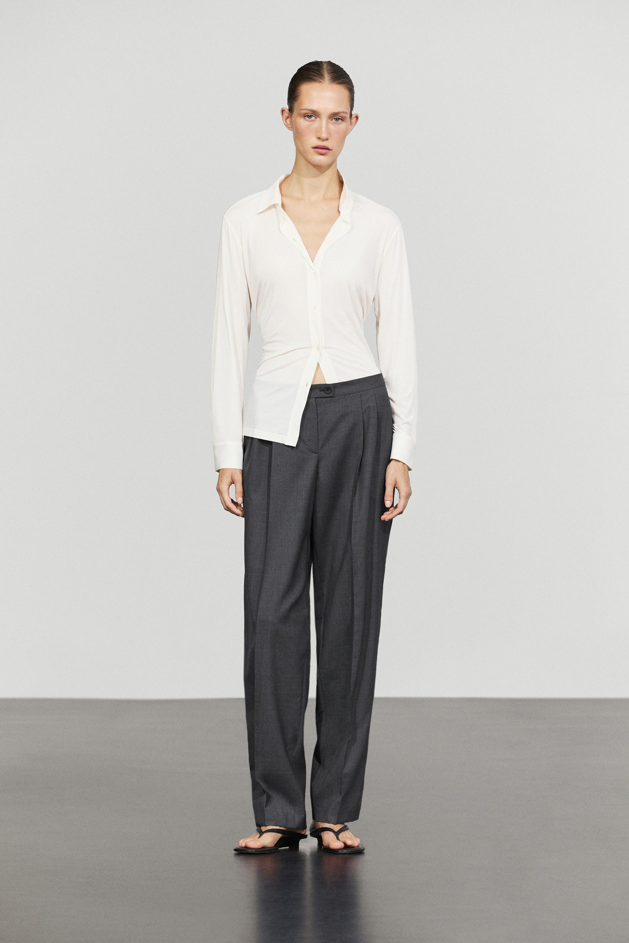 100% cool wool pleated pants