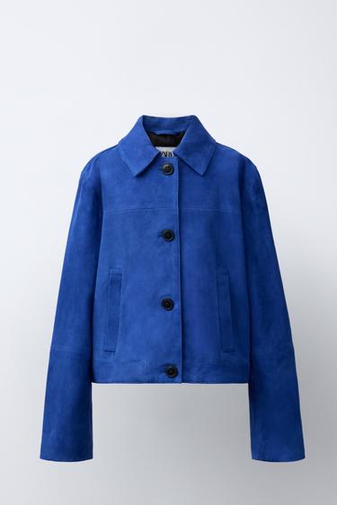 CAZADORA ANTE 100% PIEL - Azulón de Zara - Imagen 0