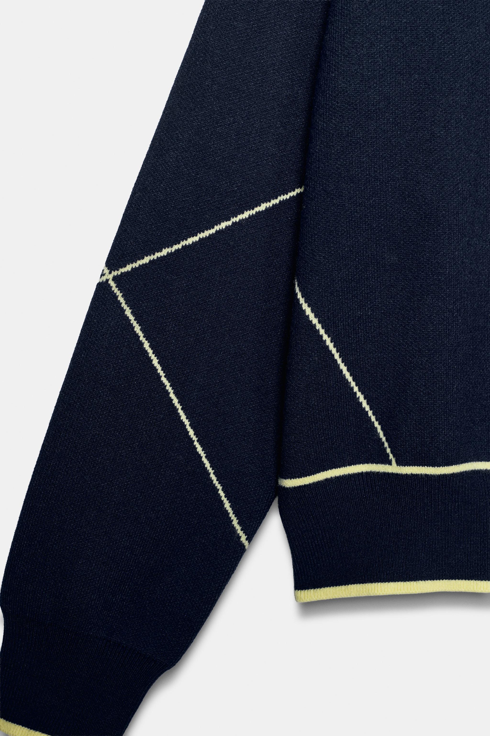 CONTRAST TRIM KNIT POLO SWEATER - thumbnail 4
