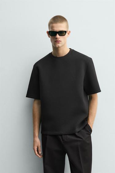 Zara RELAXED FIT TECHNICAL SWEATSHIRT - Black