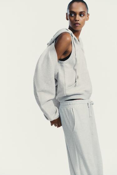 COLETE COM CAPUZ DE MOLETOM - Cinza-vigoré da Zara