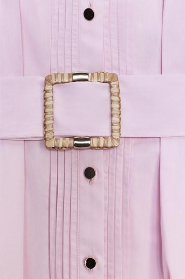 BELTED POPLIN MIDI DRESS - Pink by Zara - Image 5