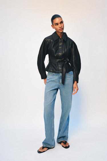 VESTE CEINTURÉE - Noir / Blanc de Zara - Image 4