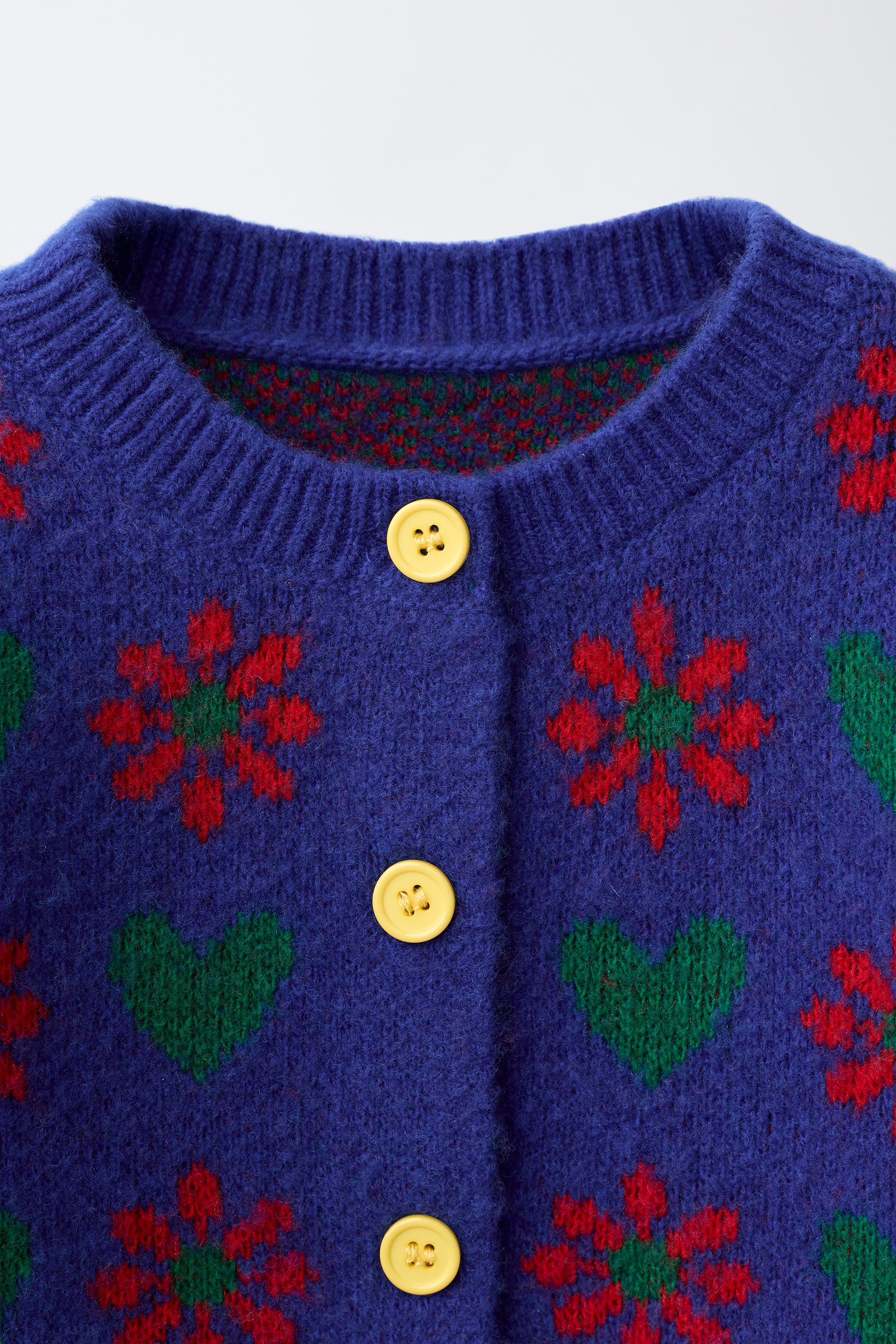 GILET EN MAILLE JACQUARD IMPRIMÉ FLEURS