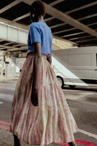 PRINTED MIDI SKIRT WITH BELT - Multicoloured by Zara - Image 4