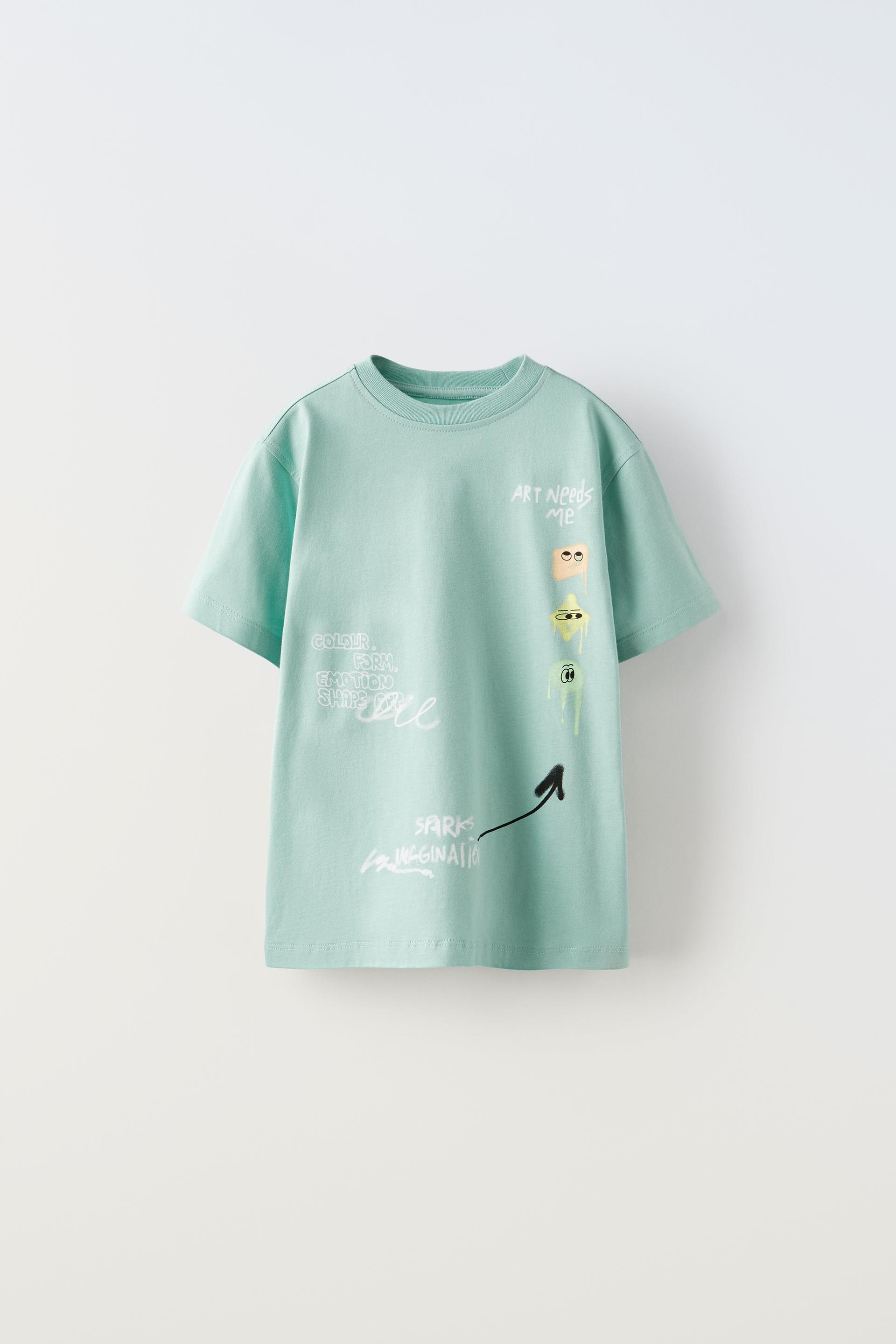 SPRAY PRINT T-SHIRT - Light blue | ZARA Turkey