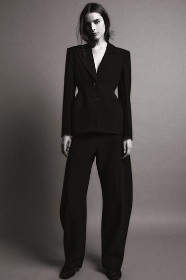 KOSTUM BLAZER ME PRERJE DHE PANTALLONA BALLOON ZW COLLECTION - Kafe/miu nga Zara