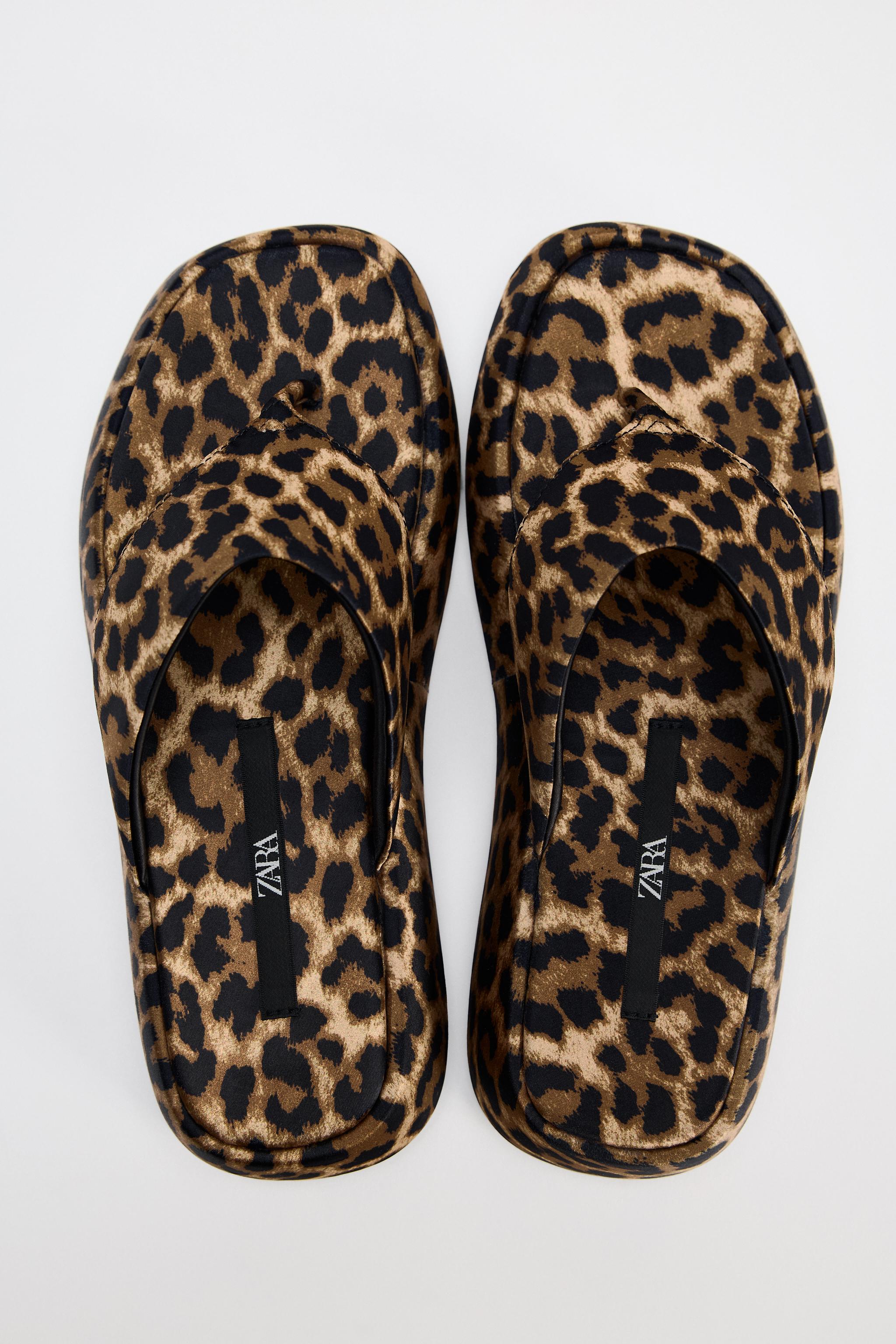 Zara Animal Print Flatform Sandal Leopard Women