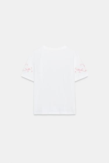 CONTRAST EMBROIDERED T-SHIRT - White by Zara - Image 5