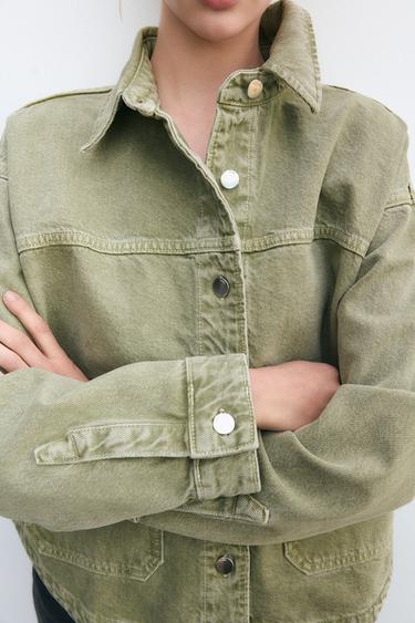 Zara POCKETED Z1975 DENIM JACKET - Khaki