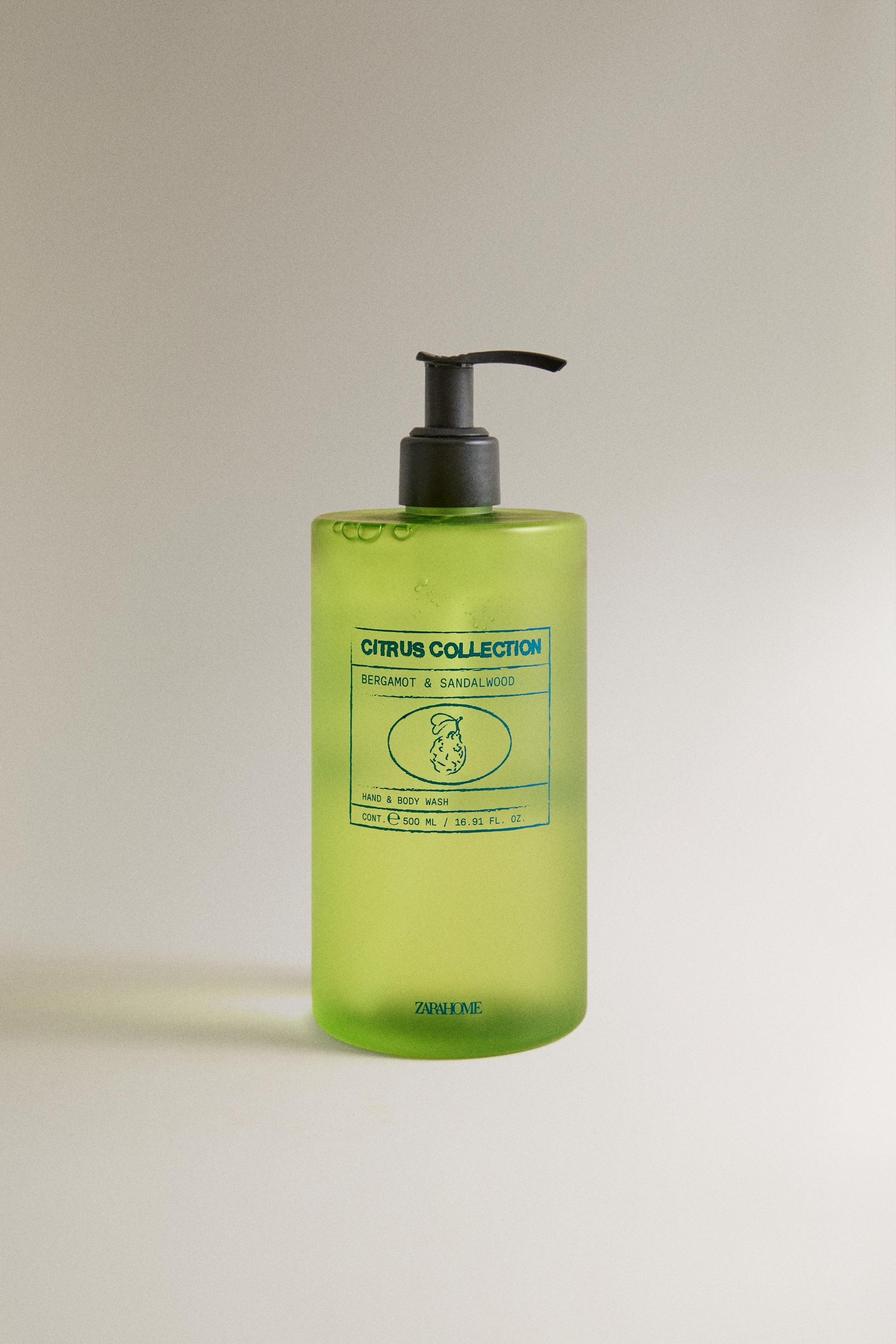 BERGAMOT & SANDALWOOD LIQUID HAND AND BODY SOAP (500 ML) — Ecru / Green