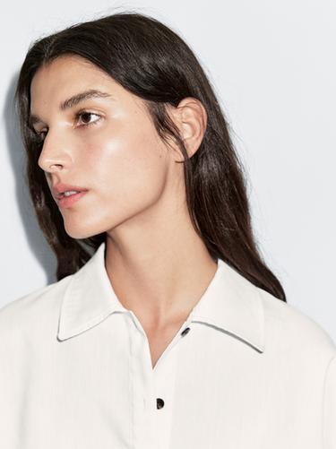 Zara Short sleeve bat sleeve shirt - Oyster-white