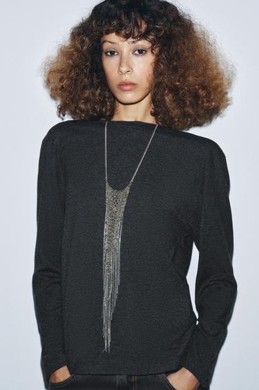 SOFT TOP WITH DRAPED BACK - Dark grey marl by Zara