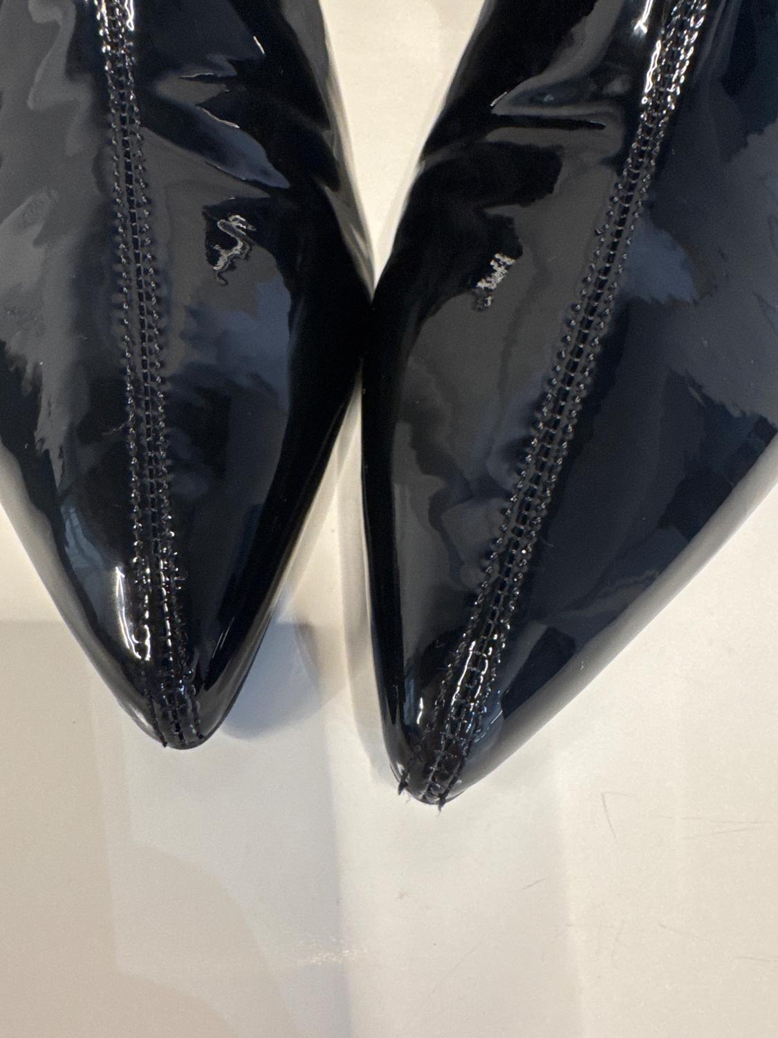 FAUX PATENT FINISH KITTEN HEEL ANKLE BOOTS - Image 6