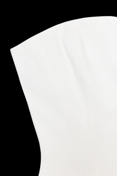 Zara LINEN-LOOK BANDEAU TOP - Oyster-white