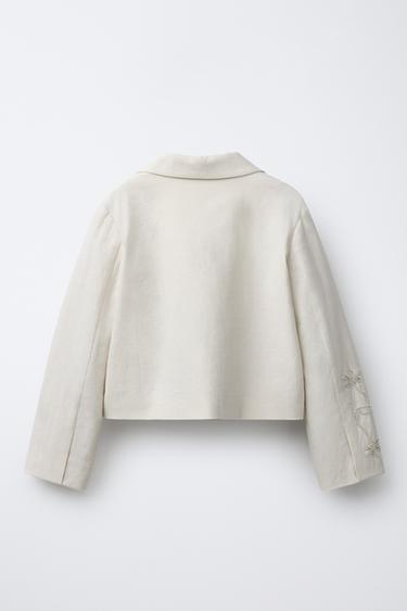 BLAZER AVEC LIN FANTAISIE - Beige clair de Zara - Image 1