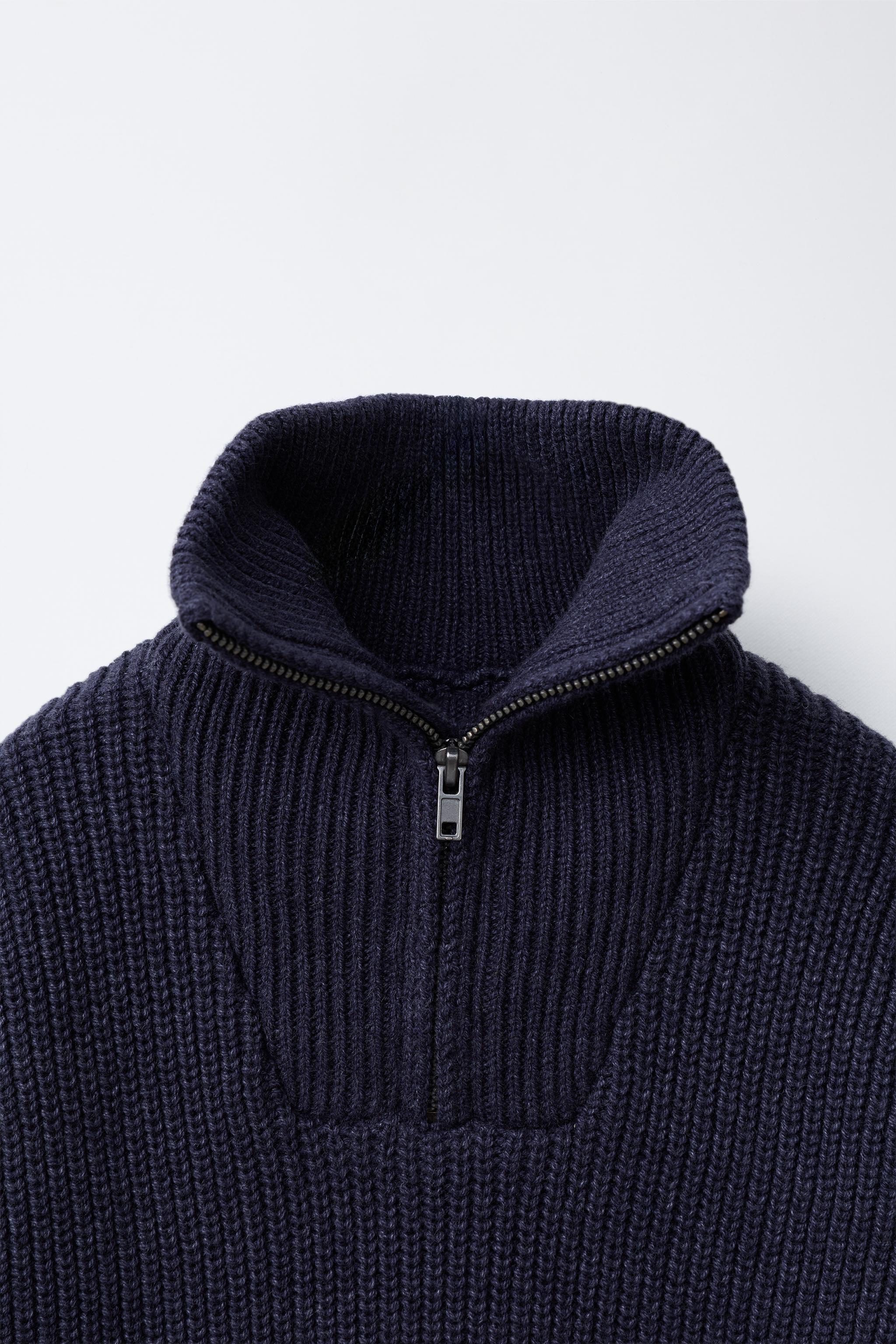 ZIPPER KNIT SWEATER - Blue marl | ZARA United States