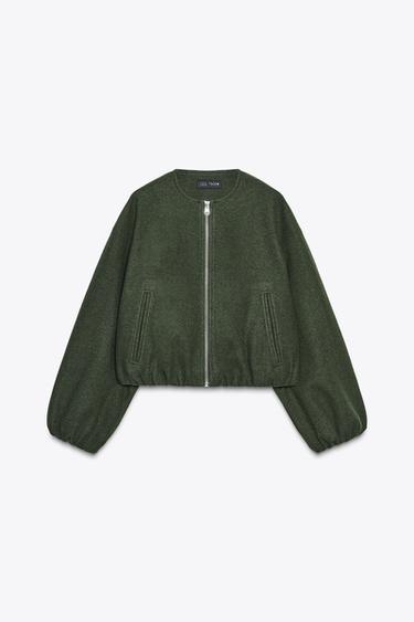 SOFT BOMBER JACKET WITH ELASTIC TRIMS - Khaki by Zara