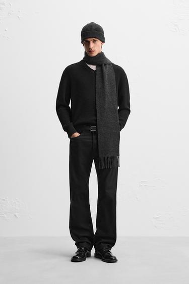 SUÉTER COM DECOTE EM V CASHMERE - Preto da Zara - Imagem 0