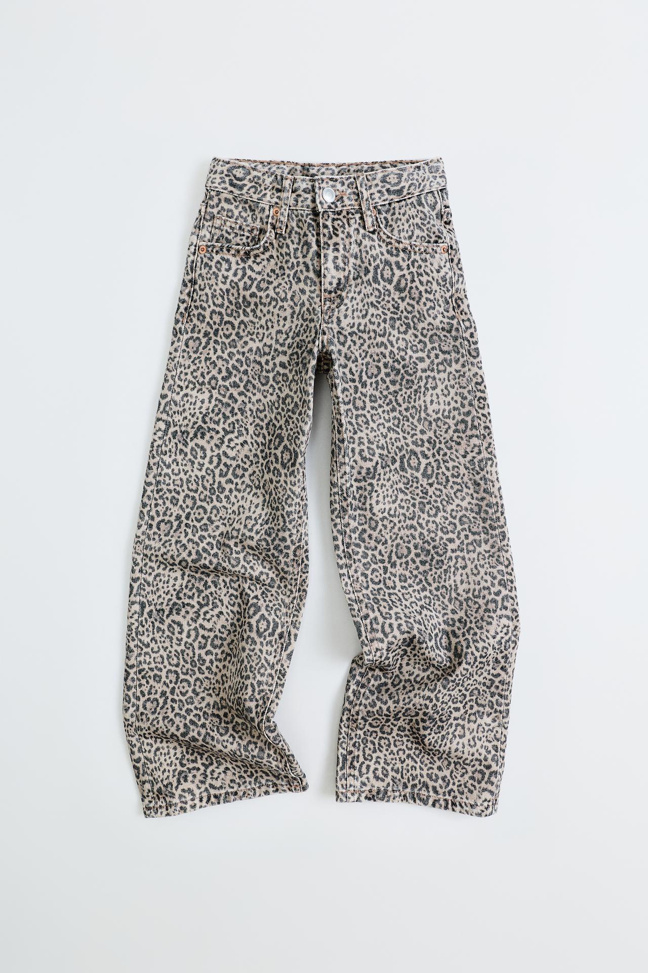 ANIMAL PRINT STRAIGHT JEANS — Brown