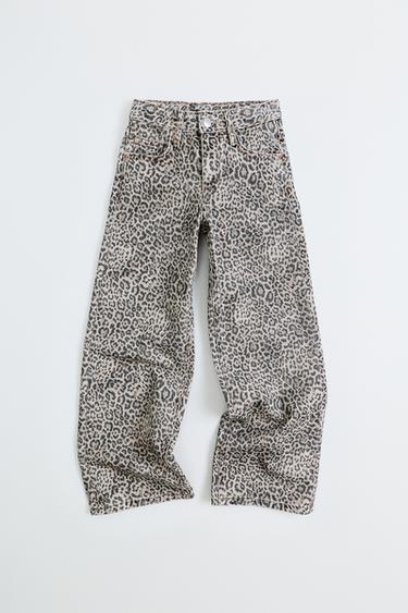 ANIMAL PRINT STRAIGHT JEANS — Brown 1