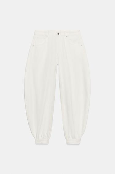 TRF BALLOON MID-WAIST JEANS WITH BELT LOOP DETAIL - White by Zara - Image 7