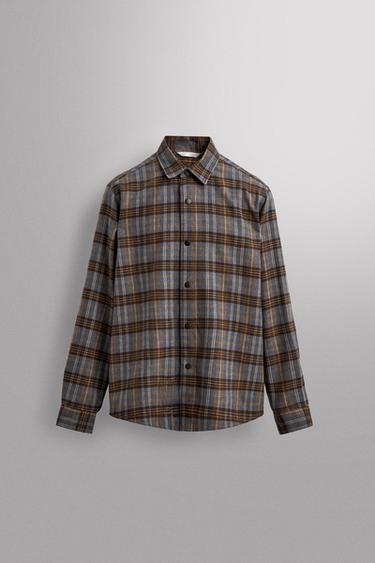 CHEMISE À CARREAUX EN LYOCELL ET LAINE - Divers de Zara - Image 0