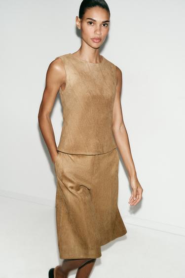 BERMUDA LONG EFFET DAIM - Camel moyen de Zara - Image 4