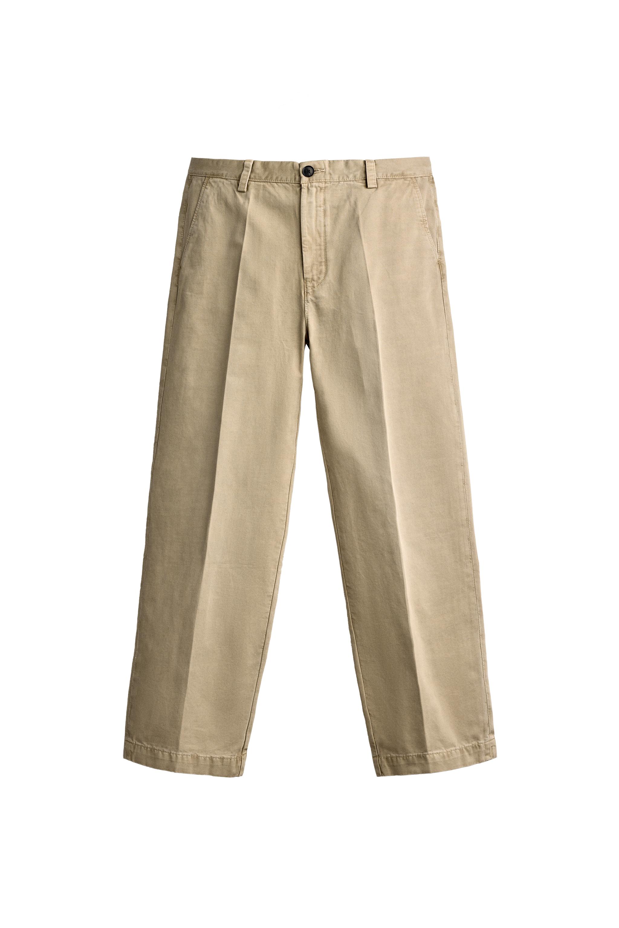 WASHED RELAXED FIT CHINO TROUSERS