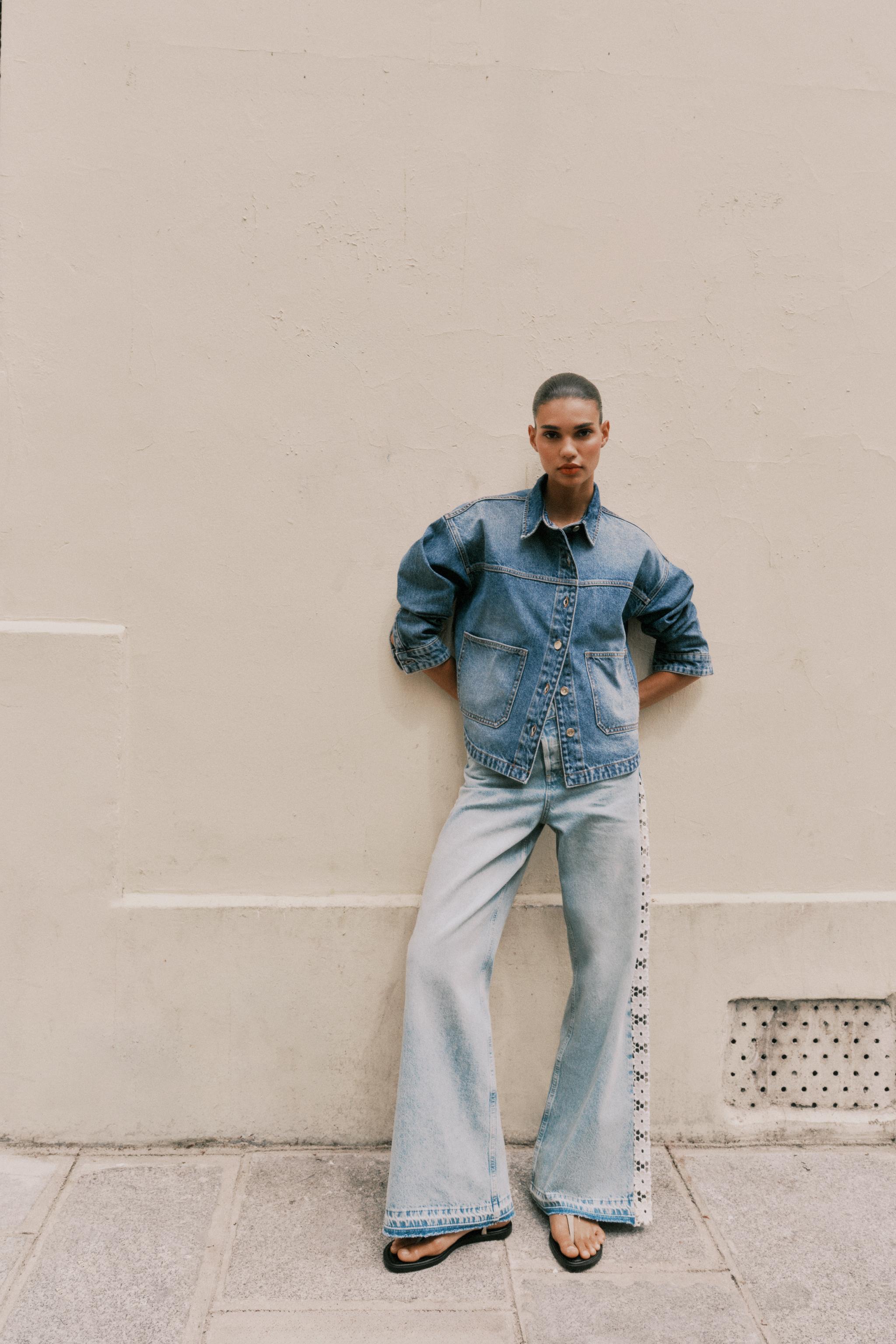 någonsstans ハイウエストブルーデニム AZUL DENIMハイウエストワイドダメージデニム｜WOMEN｜250HAG11