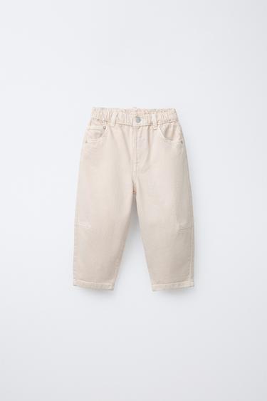 PANTALON BAGGY EN SERGÉ - Écru moyen de Zara