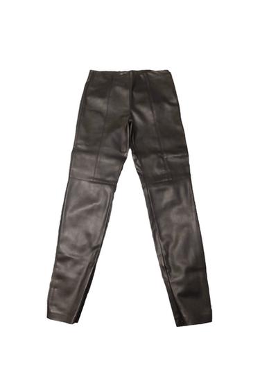FAUX LEATHER LEGGINGS WITH ZIP AT THE HEAM