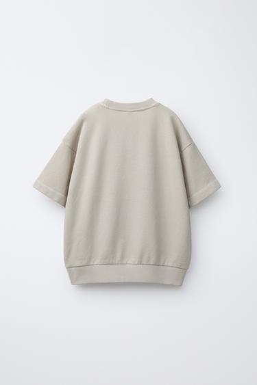 PLUSH T-SHIRT WITH LABEL - Sand by Zara - Image 1