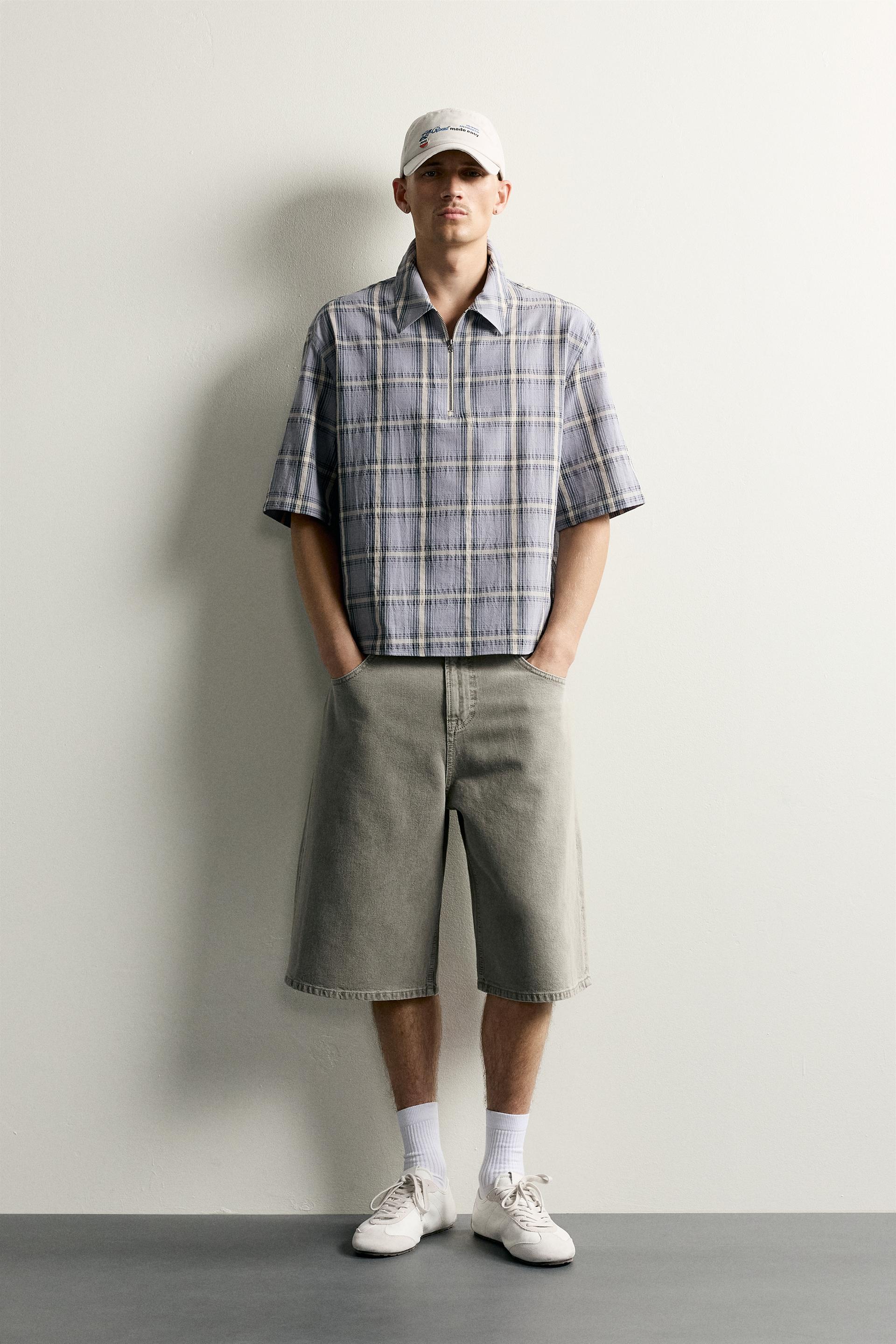 Check Polo Shirt With Zip