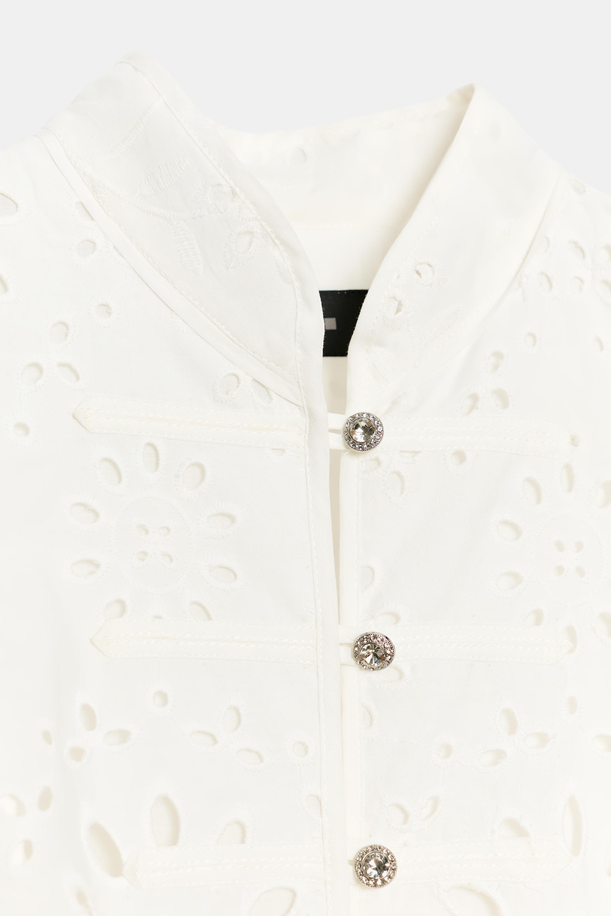 Женские рубашки Zara EMBROIDERED JEWEL BUTTON TOP — фото 9
