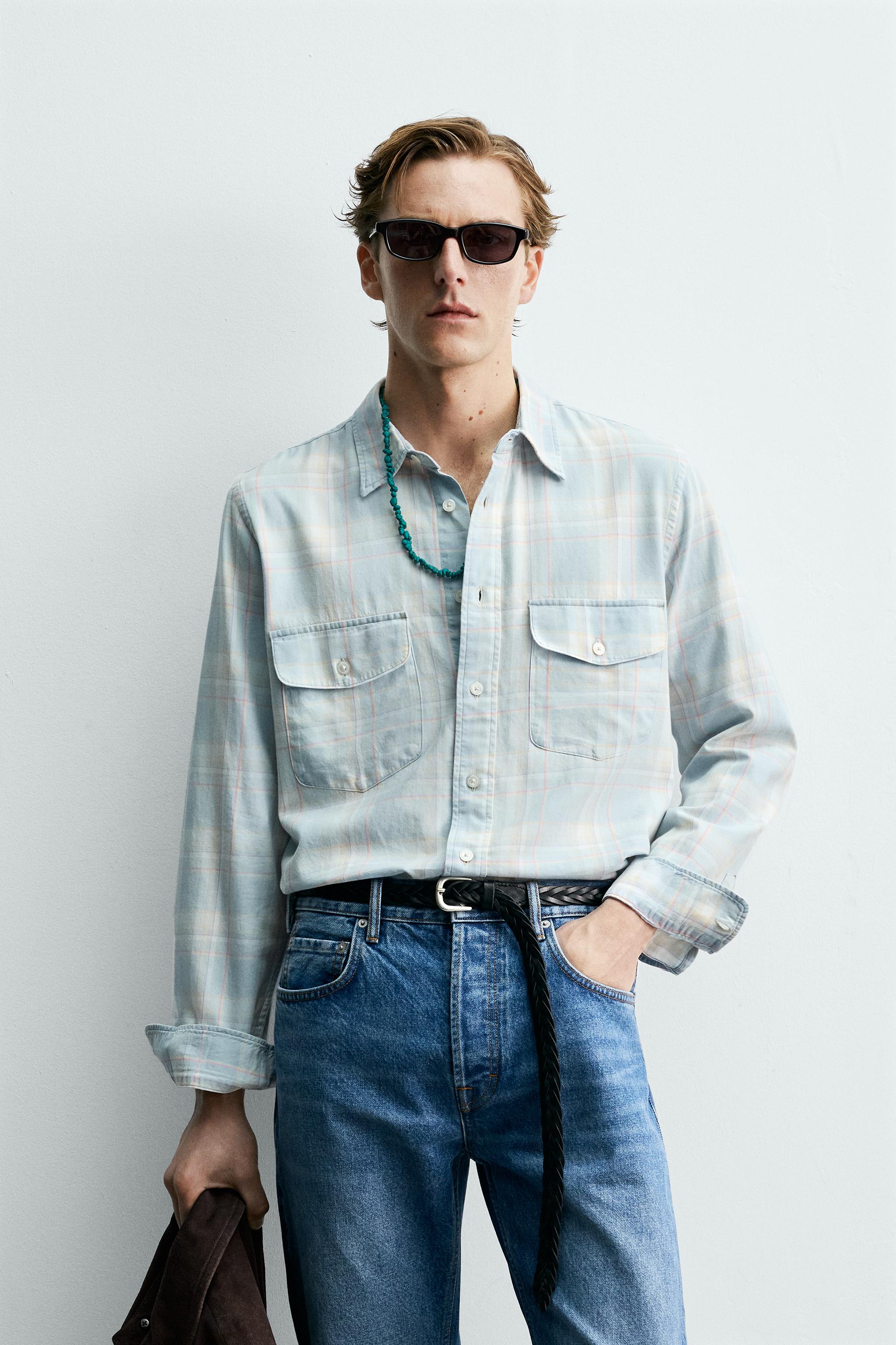 LIGHT DENIM SHIRT AARON LEVINE X ZARA - Light blue | ZARA Singapore