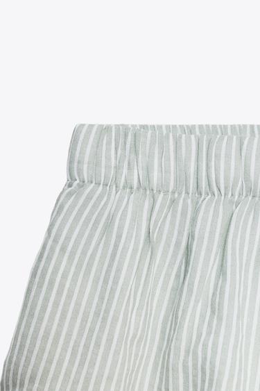 SHORT DE PYJAMA EN GAZE RAYÉ - Blanc / Vert de Zara - Image 7