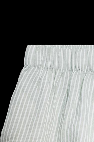 SHORTS PIJAMERO GASA RAYAS - Blanco / Verde de Zara