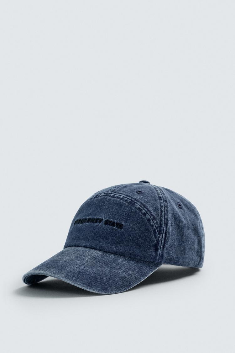 ZARA WASHED CAP WITH EMBROIDERED TEXT