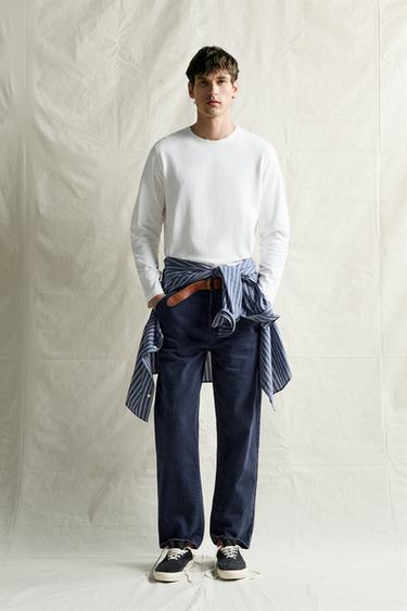 Zara RELAXED FIT LONG SLEEVE T-SHIRT - Oyster-white - Image 0